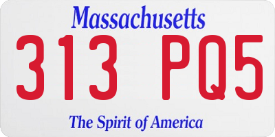 MA license plate 313PQ5