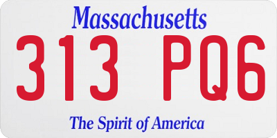 MA license plate 313PQ6