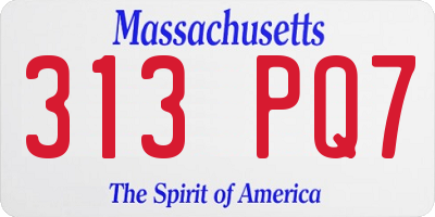 MA license plate 313PQ7