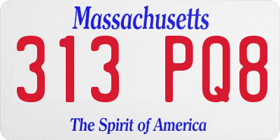 MA license plate 313PQ8