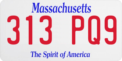 MA license plate 313PQ9