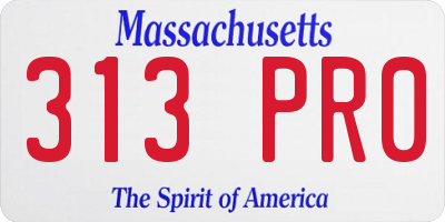 MA license plate 313PR0