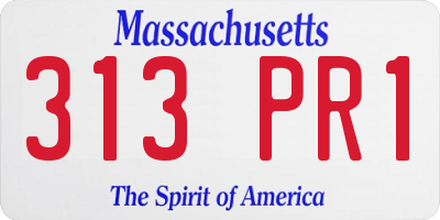 MA license plate 313PR1