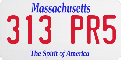 MA license plate 313PR5
