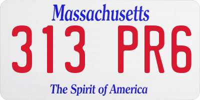 MA license plate 313PR6