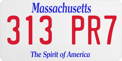 MA license plate 313PR7