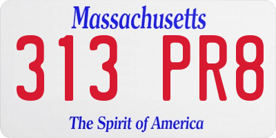 MA license plate 313PR8
