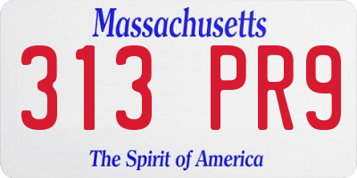 MA license plate 313PR9