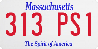 MA license plate 313PS1