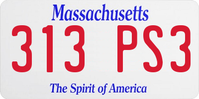 MA license plate 313PS3