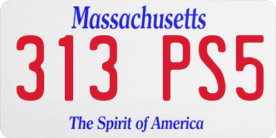 MA license plate 313PS5