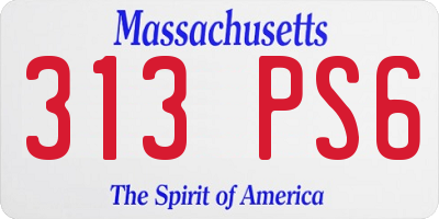 MA license plate 313PS6