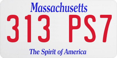 MA license plate 313PS7