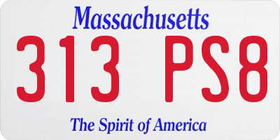 MA license plate 313PS8