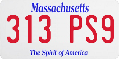 MA license plate 313PS9