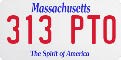 MA license plate 313PT0