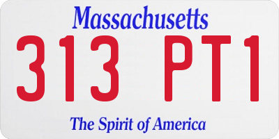 MA license plate 313PT1