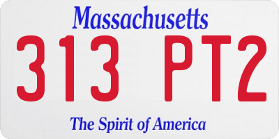 MA license plate 313PT2