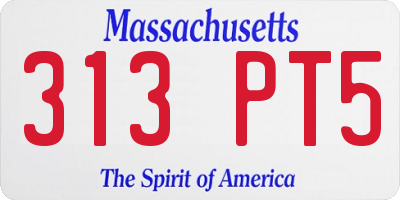 MA license plate 313PT5