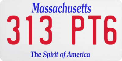 MA license plate 313PT6