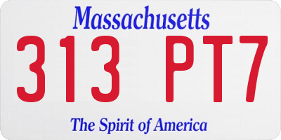 MA license plate 313PT7