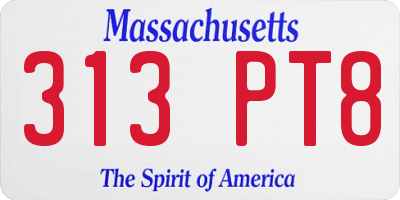 MA license plate 313PT8
