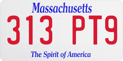 MA license plate 313PT9