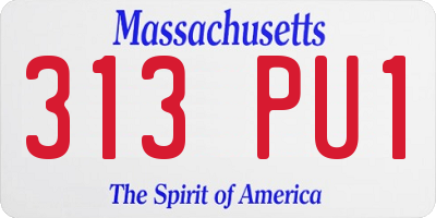 MA license plate 313PU1