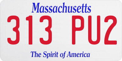 MA license plate 313PU2