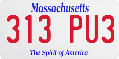 MA license plate 313PU3