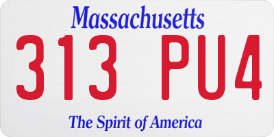 MA license plate 313PU4