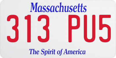 MA license plate 313PU5