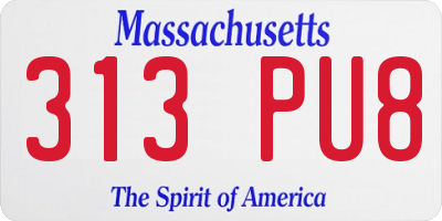 MA license plate 313PU8