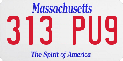 MA license plate 313PU9