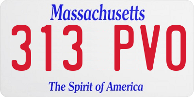 MA license plate 313PV0