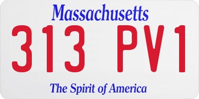 MA license plate 313PV1