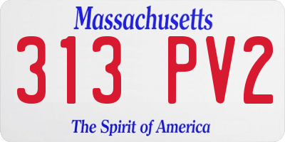 MA license plate 313PV2