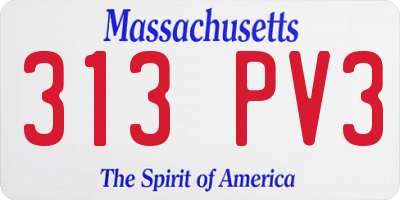 MA license plate 313PV3