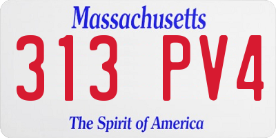 MA license plate 313PV4