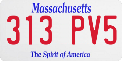 MA license plate 313PV5
