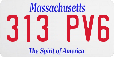 MA license plate 313PV6