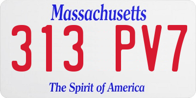 MA license plate 313PV7
