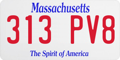 MA license plate 313PV8