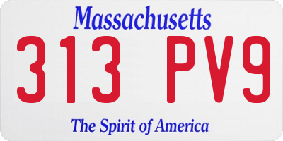 MA license plate 313PV9