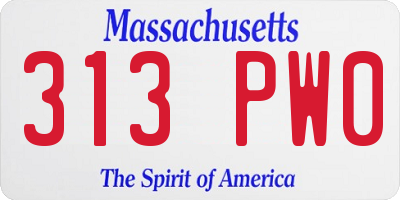 MA license plate 313PW0