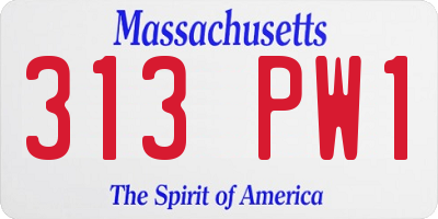 MA license plate 313PW1