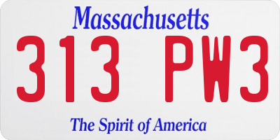 MA license plate 313PW3