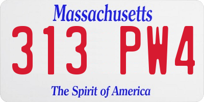 MA license plate 313PW4