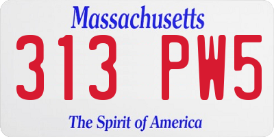 MA license plate 313PW5