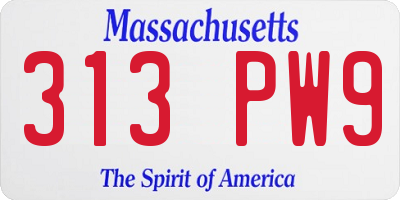 MA license plate 313PW9